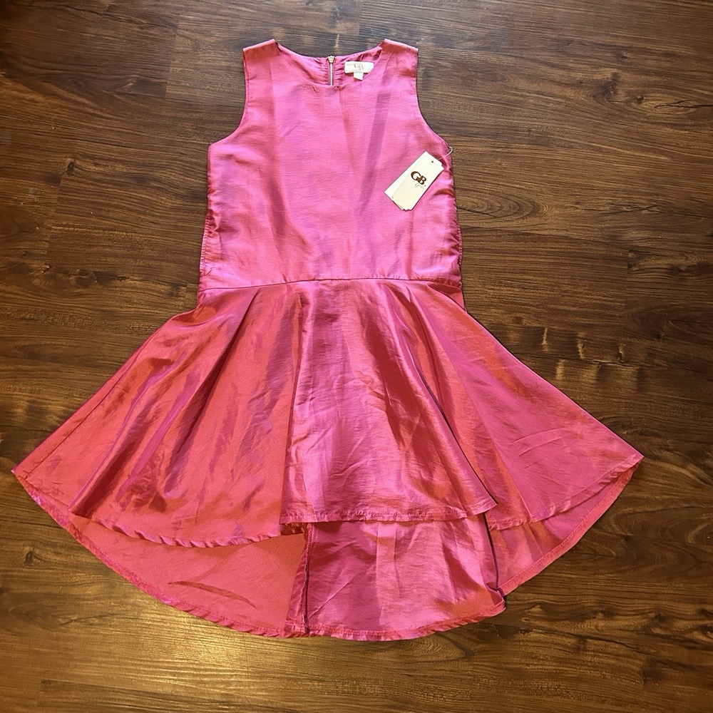 NWT GB Girls Coral Pink High Low Dress Halter Neck Size 12 Formal Wedding
